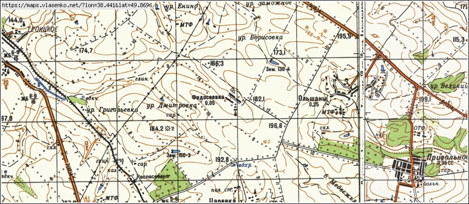 Карта ФЕДОСІЇВКА, Луганська область, Троїцький район