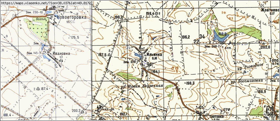 Карта ІЛЛІНКА, Луганська область, Троїцький район