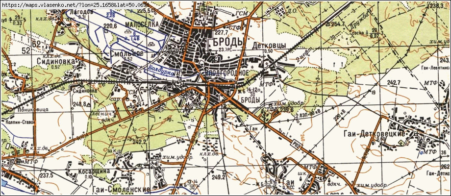 Карта БРОДИ, Львівська область, Бродівський район