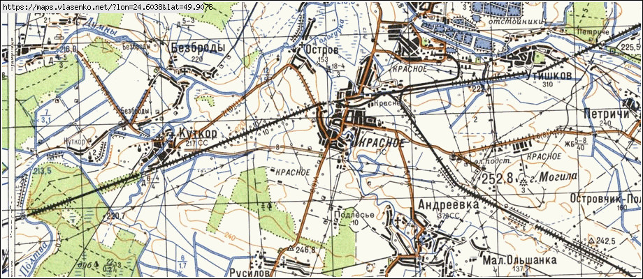 Карта КРАСНЕ, Львівська область, Буський район