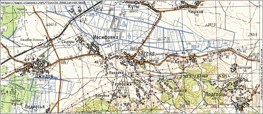 Карта ОЛЕСЬКО, Львівська область, Буський район
