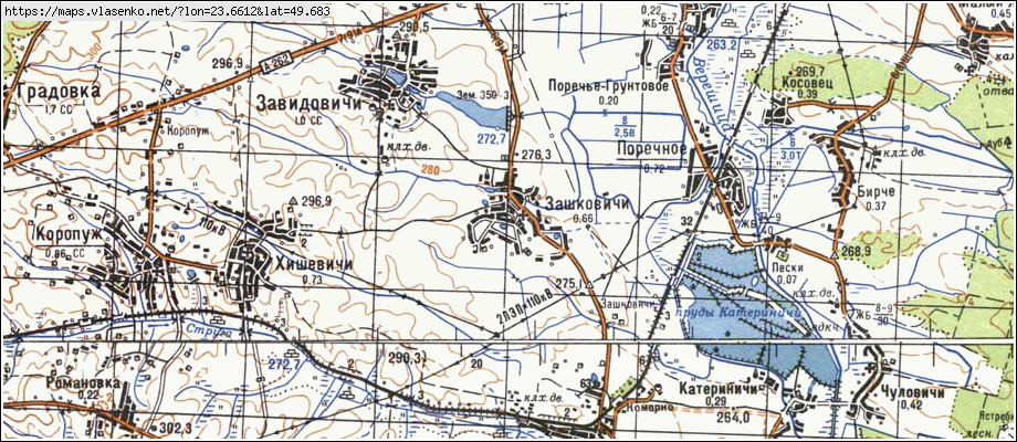 Карта ЗАШКОВИЧІ, Львівська область, Городоцький район