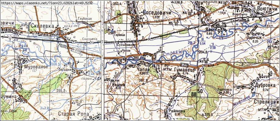 Карта ЧАПЛІ, Львівська область, Старосамбірський район