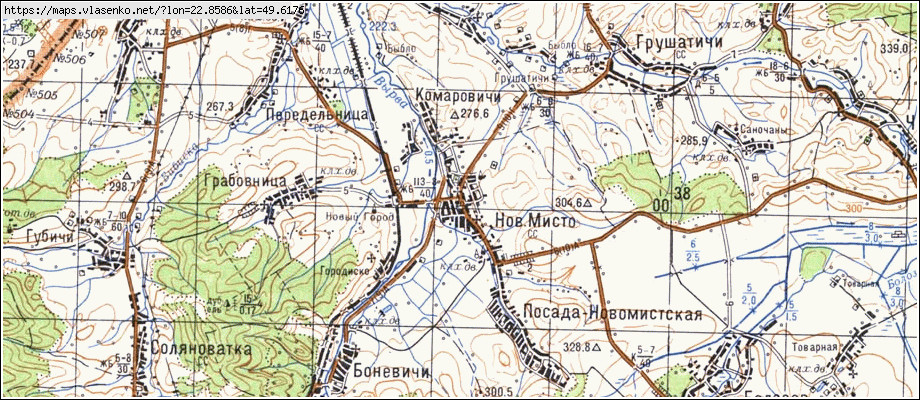 Карта НОВЕ МІСТО, Львівська область, Старосамбірський район