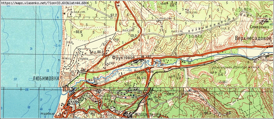 Карта ФРУКТОВЕ, м Севастополь область, м.Севастополь район
