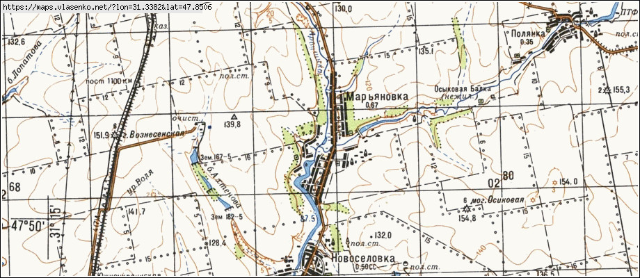 Карта МАР'ЯНІВКА, Миколаївська область, Арбузинський район