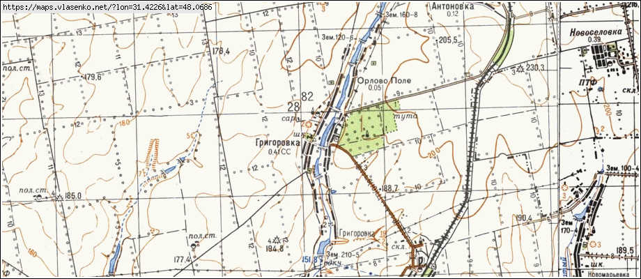 Карта ГРИГОРІВКА, Миколаївська область, Братський район