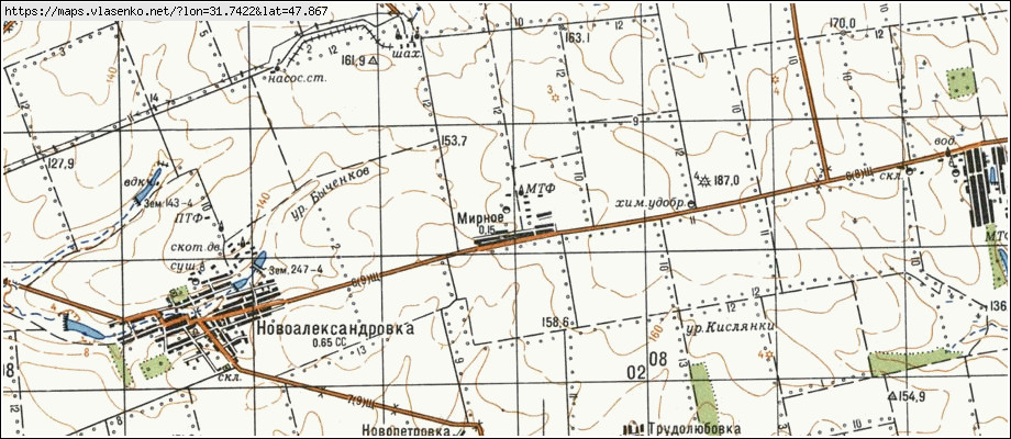 Карта МИРНЕ, Миколаївська область, Братський район