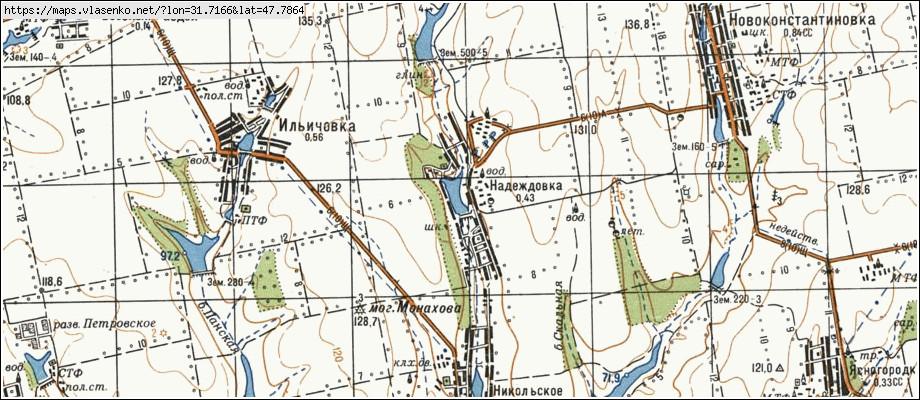 Карта НАДЕЖДІВКА, Миколаївська область, Братський район