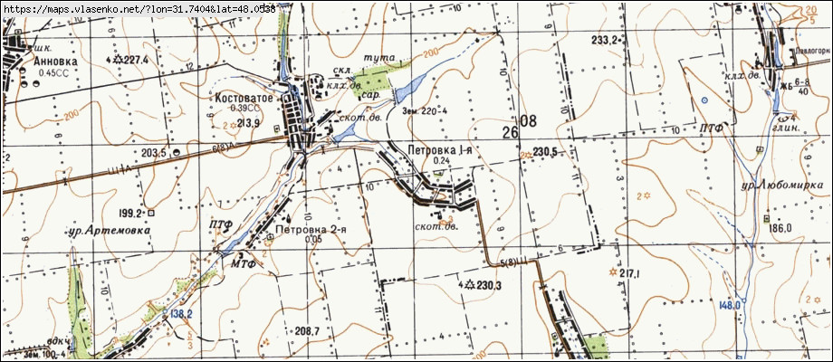 Карта ПЕТРІВКА ПЕРША, Миколаївська область, Братський район