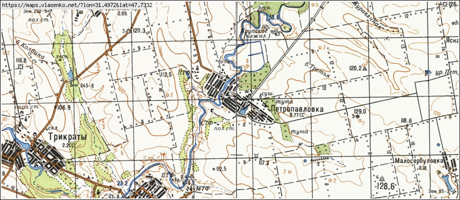 Карта ПЕТРОПАВЛІВКА, Миколаївська область, Братський район