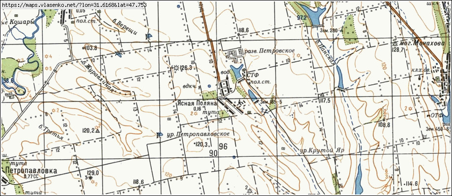 Карта ЯСНА ПОЛЯНА, Миколаївська область, Братський район