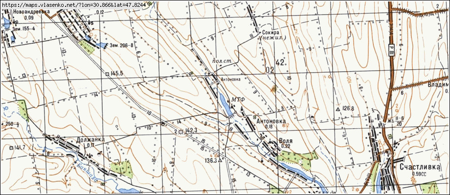 Карта АНТОНІВКА, Миколаївська область, Доманівський район