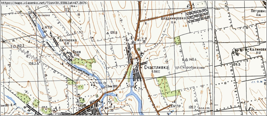 Карта ЩАСЛИВКА, Миколаївська область, Доманівський район