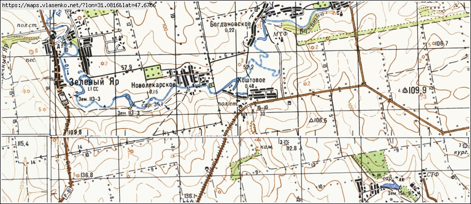 Карта КОШТОВЕ, Миколаївська область, Доманівський район