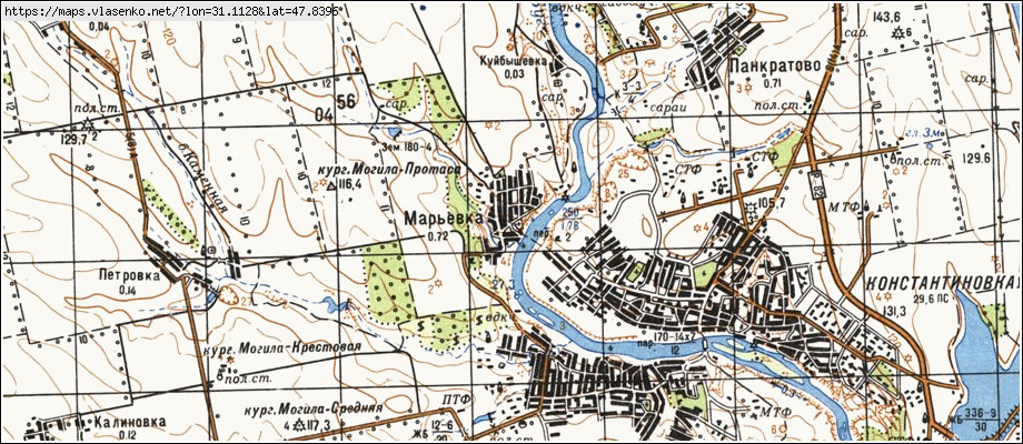 Карта МАР'ЇВКА, Миколаївська область, Доманівський район