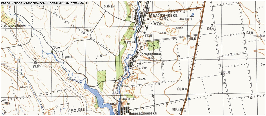 Карта БОГОДАРІВКА, Миколаївська область, Єланецький район