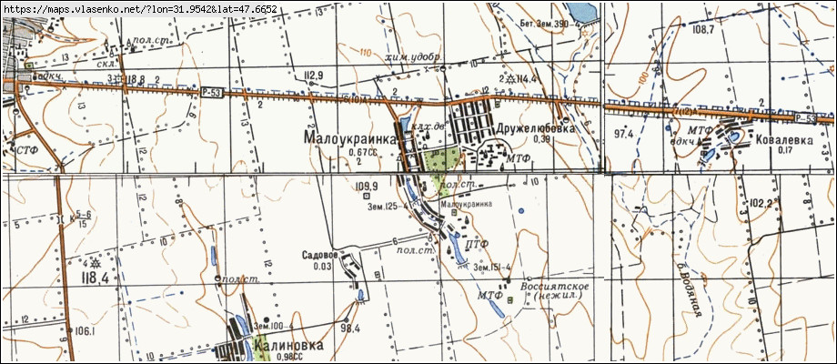 Карта МАЛОУКРАЇНКА, Миколаївська область, Єланецький район