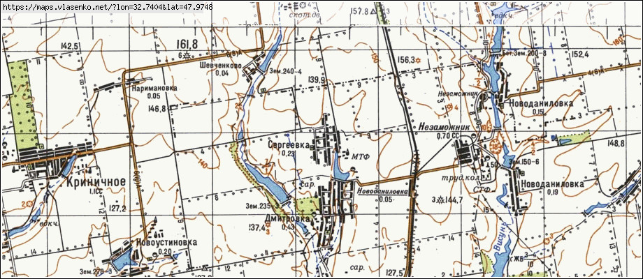 Карта СЕРГІЇВКА, Миколаївська область, Казанківський район