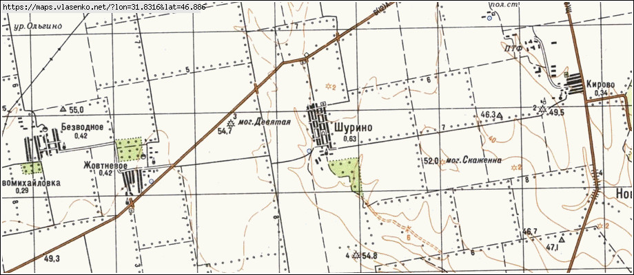 Карта ШУРИНЕ, Миколаївська область, Миколаївський район