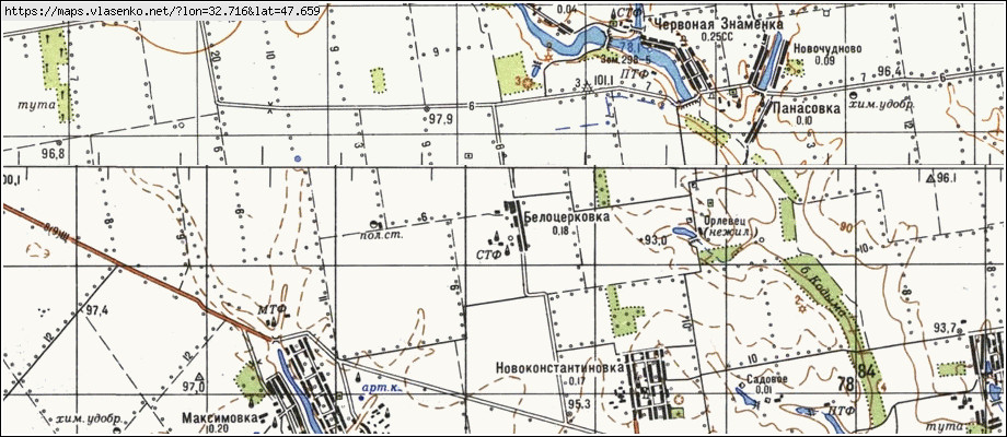 Карта БІЛОЦЕРКІВКА, Миколаївська область, Новобузький район