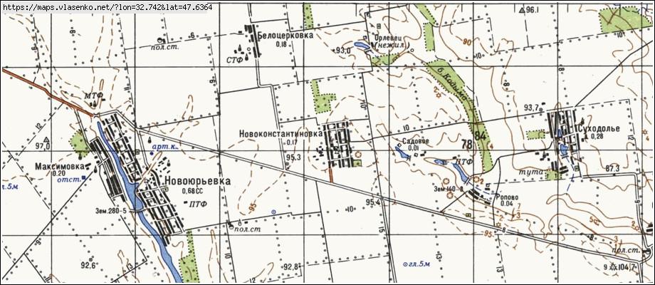 Карта НОВОКОСТЯНТИНІВКА, Миколаївська область, Новобузький район