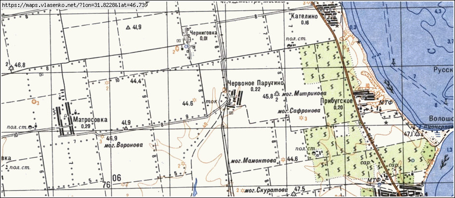 Карта ЧЕРВОНЕ ПАРУТИНЕ, Миколаївська область, Очаківський район