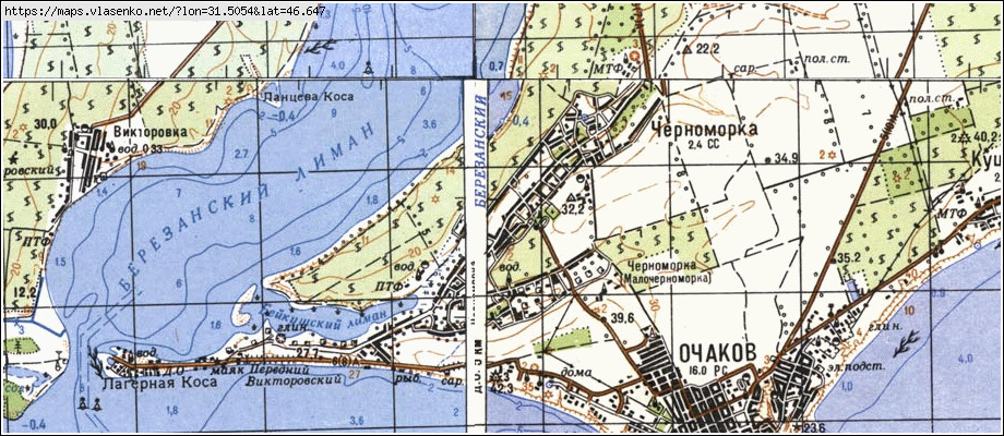 Карта ЧОРНОМОРКА, Миколаївська область, Очаківський район