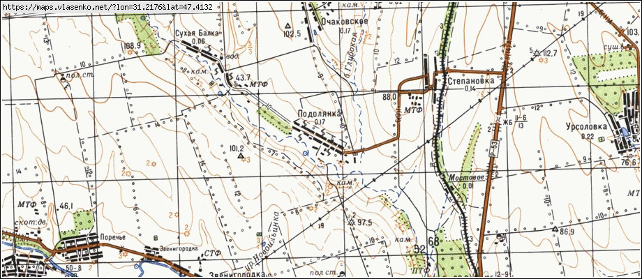 Карта ПОДОЛЯНКА, Миколаївська область, Веселинівський район