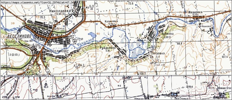 Карта РАЙДОЛИНА, Миколаївська область, Веселинівський район