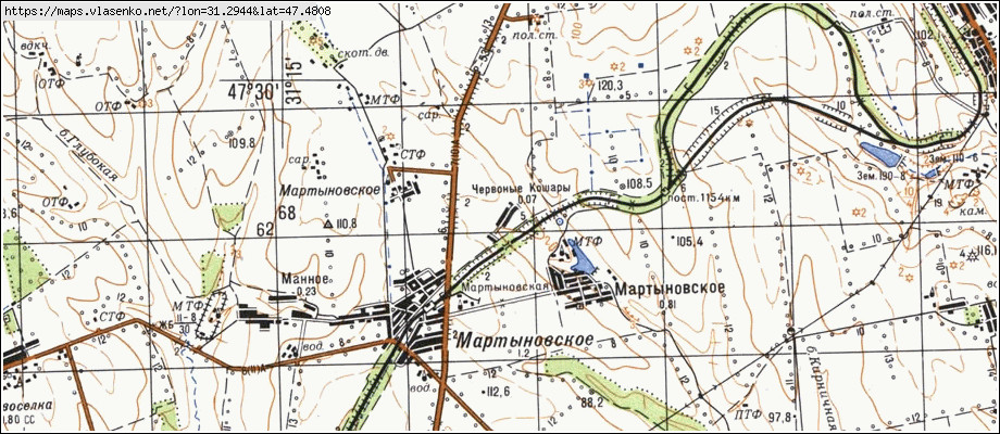 Карта ЧЕРВОНІ КОШАРИ, Миколаївська область, Вознесенський район