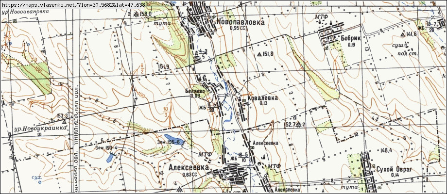 Карта КОВАЛІВКА, Миколаївська область, Врадіївський район