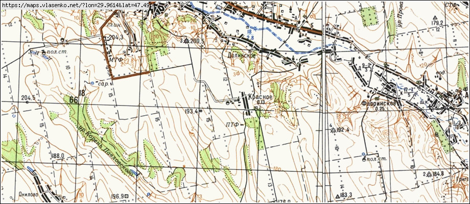 Карта КРАСНЕ, Одеська область, Ананьївський район