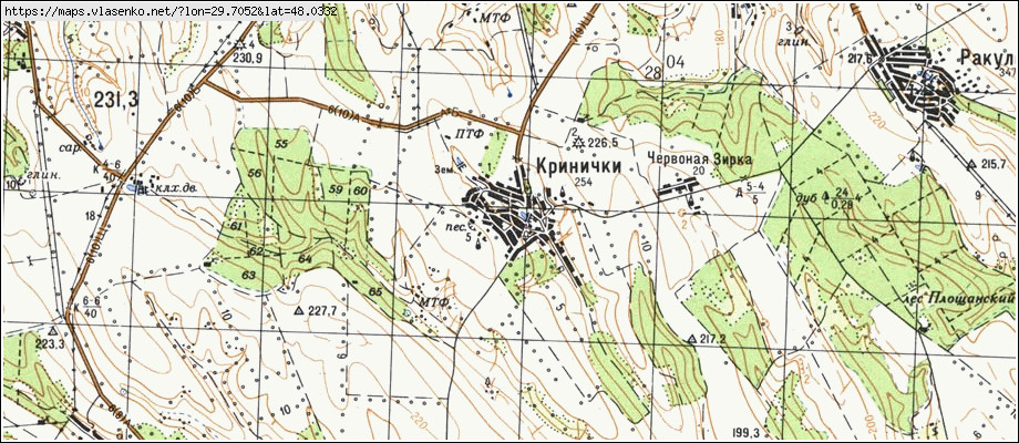 Карта КРИНИЧКИ, Одеська область, Балтський район