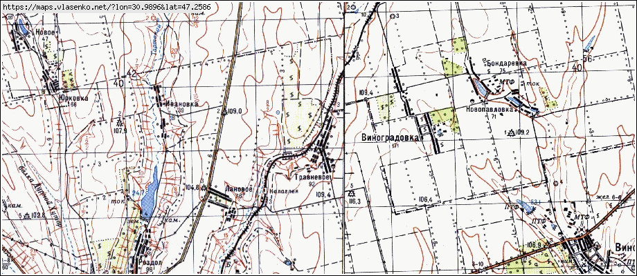 Карта ТРАВНЕВЕ, Одеська область, Березівський район