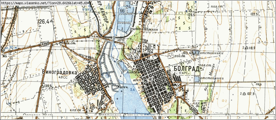 Карта БОЛГРАД, Одеська область, Болградський район