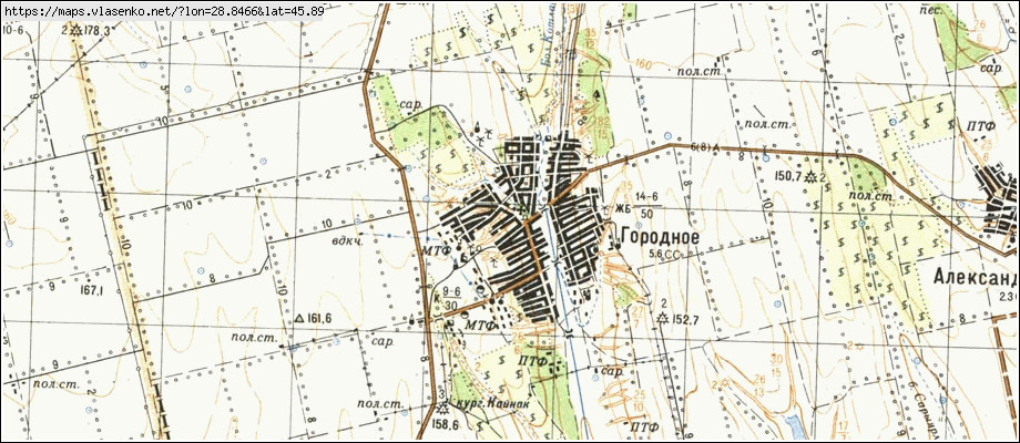 Карта ГОРОДНЄ, Одеська область, Болградський район
