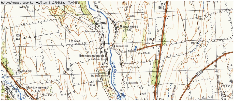 Карта МАРЦІЯНОВЕ, Одеська область, Іванівський район