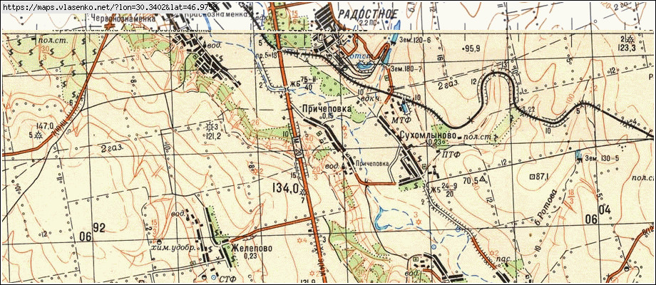 Карта ПРИЧЕПІВКА, Одеська область, Іванівський район