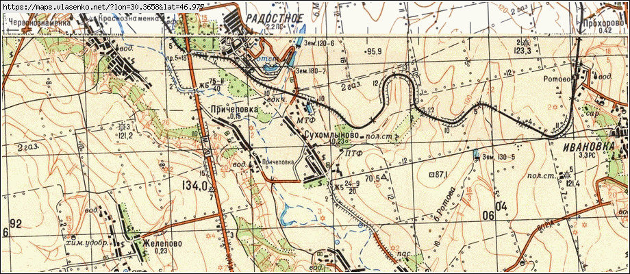 Карта СУХОМЛИНОВЕ, Одеська область, Іванівський район