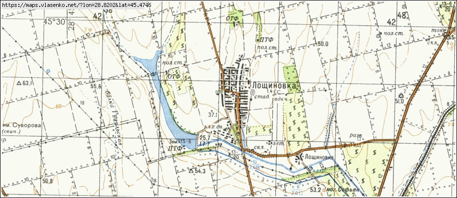 Карта ЛОЩИНІВКА, Одеська область, Ізмаїльський район
