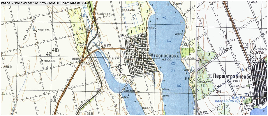 Карта УТКОНОСІВКА, Одеська область, Ізмаїльський район