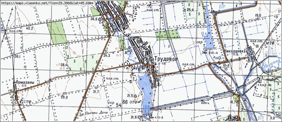Карта ТРУДОВЕ, Одеська область, Кілійський район