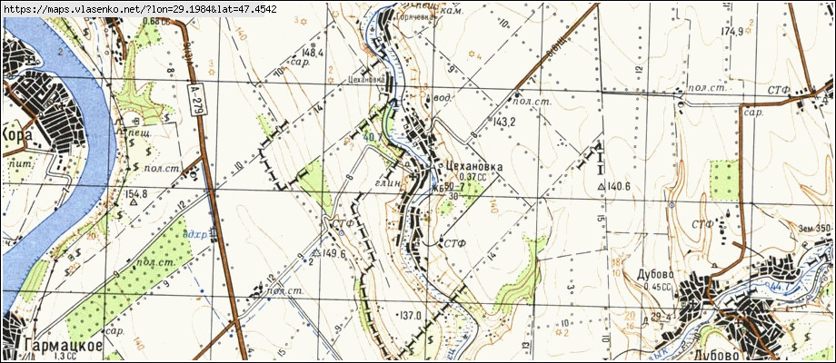 Карта ЦЕХАНІВКА, Одеська область, Красноокнянський район