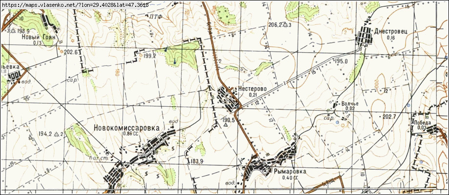 Карта НЕСТЕРОВЕ, Одеська область, Красноокнянський район