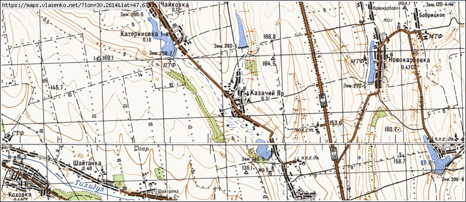 Карта КОЗАЧИЙ ЯР, Одеська область, Любашівський район