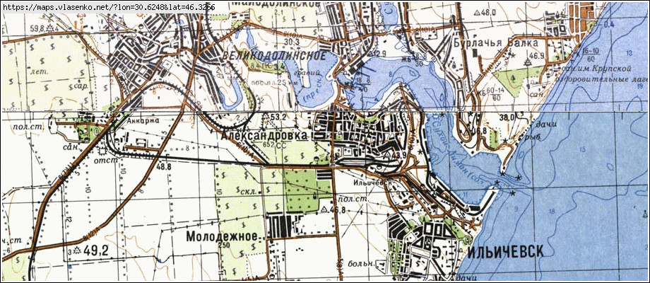 Карта ОЛЕКСАНДРІВКА, Одеська область, м Іллічівськ район