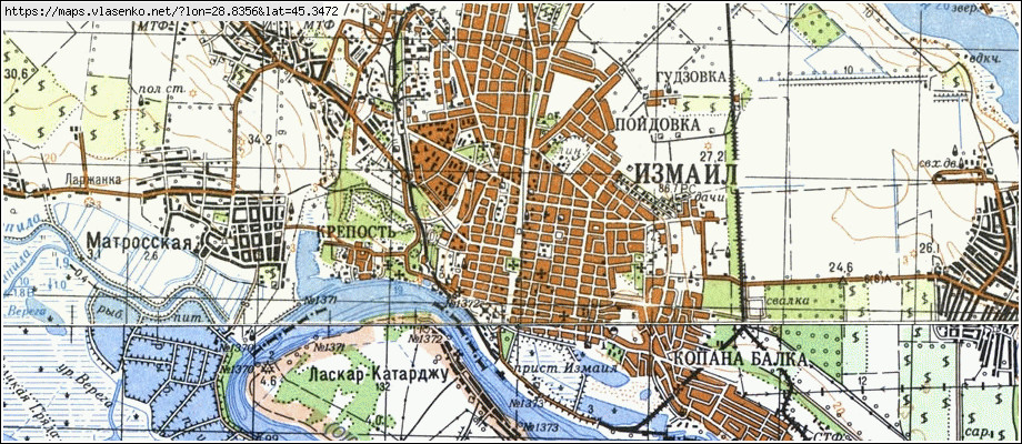 Карта ІЗМАЇЛ, Одеська область, м Ізмаїл район