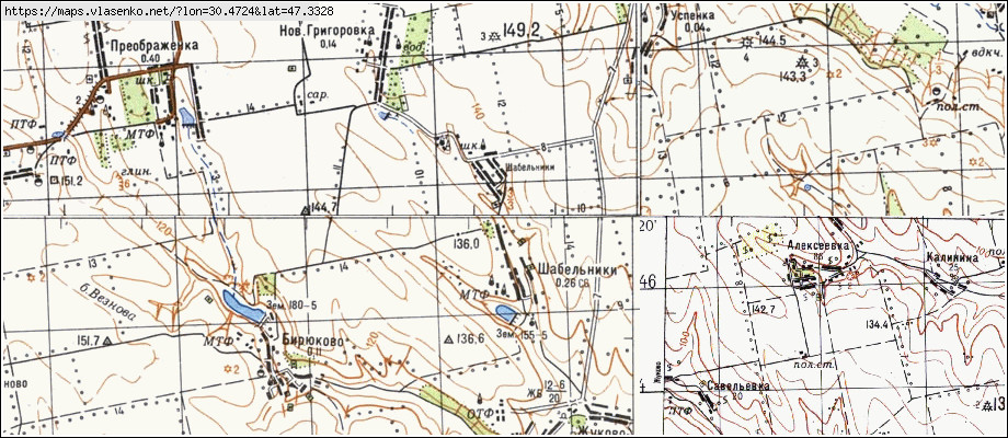Карта ШАБЕЛЬНИКИ, Одеська область, Миколаївський район