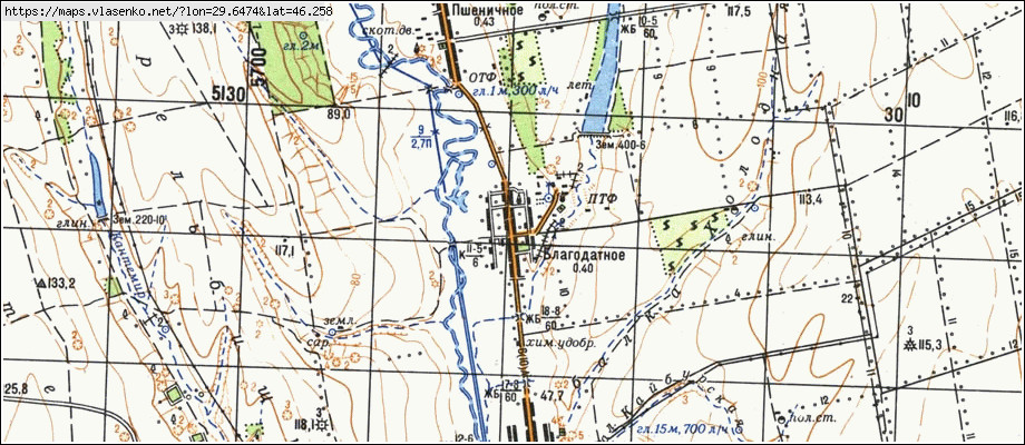 Карта БЛАГОДАТНЕ, Одеська область, Саратський район